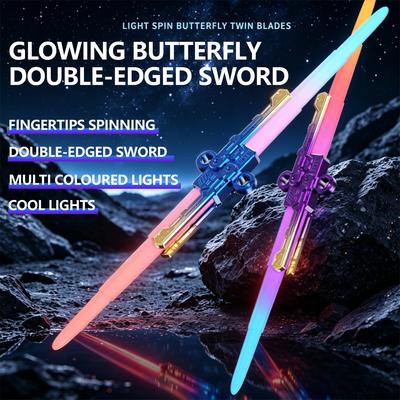 LED Spin Sword Toy– Changing Glowing Spin Sword, Double-Edged Light Saber , Party Cosplay Cool Outdoor Toy Gift for Boys Girls