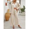 Fashion Fall Lapels Single Breasted Solid Color Loose Long Sleeves Cardigan Shirt Elastic Waist Pants Casual Two-Piece Suit