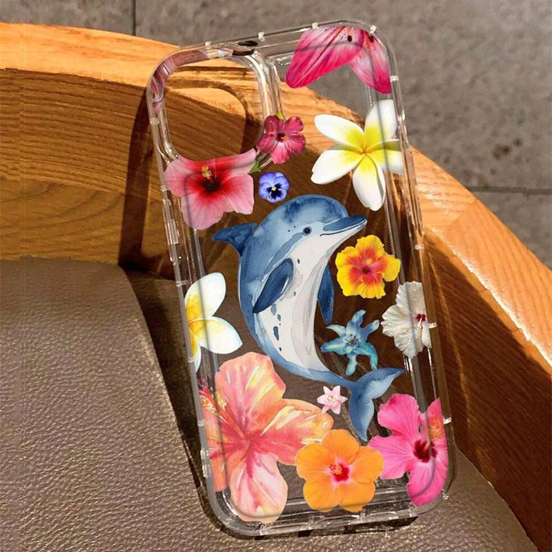Przezroczyste etui na telefon z nadrukiem kwiatów lilii hibiskusa dla iPhone 16 15 14 13 12 11 Pro Max Mini 16E 7 8 Plus SE2 Vintage Floral Soft Cover