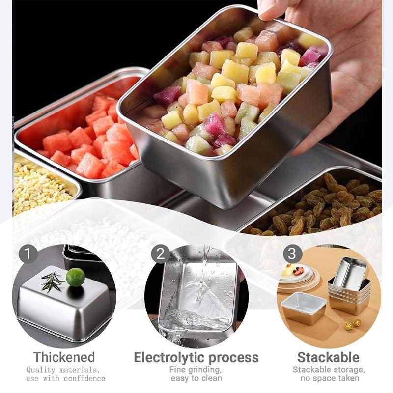 3/6/10PCS Stainless Steel Food Container Refrigerator Food Storage Box Portable Food Freshness Preservation Box Picnic Box