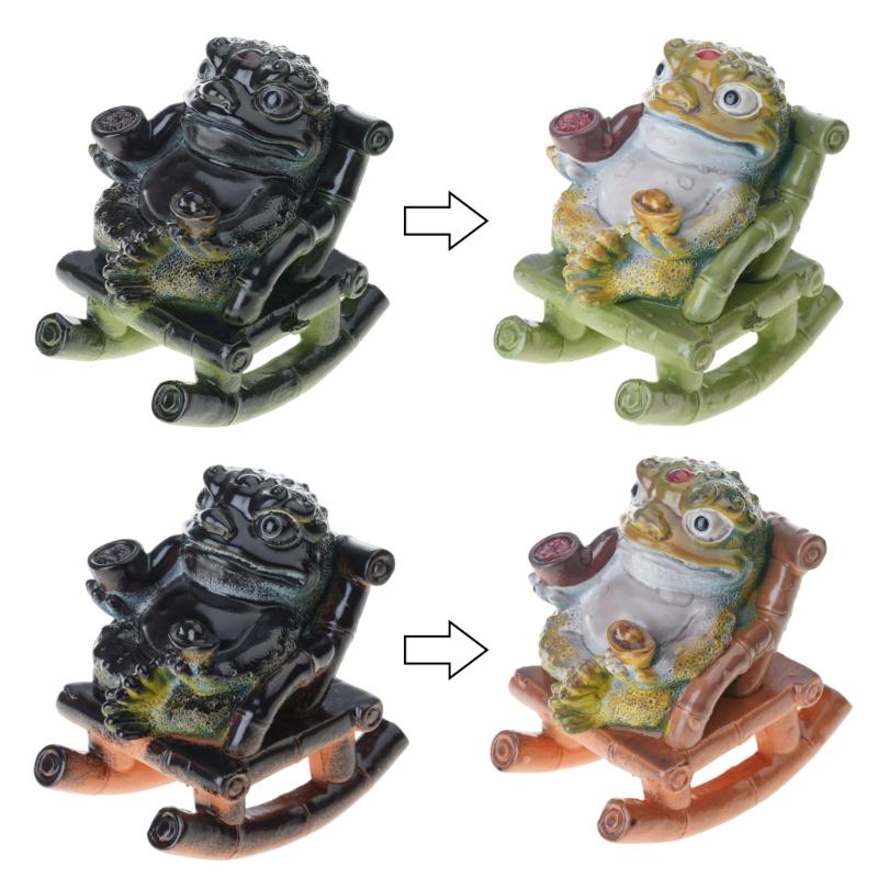 Resins Rocking Chair Frogs Teas Pet With Exquisites Craftsmanship Temperature Sensitive Color Changing For Home Decors