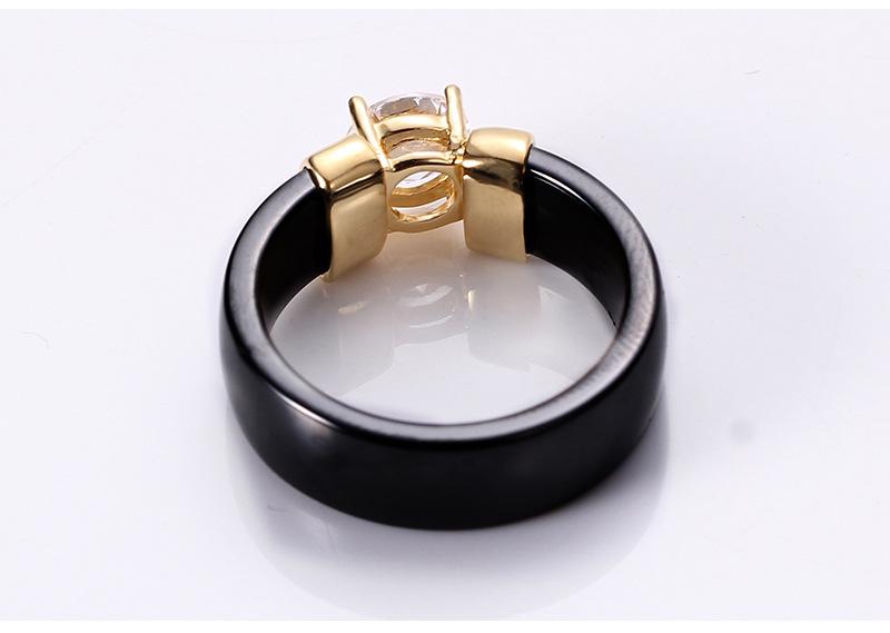 6MM Ceramic Black and White Couple Rings with Zirconium Inlay