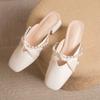Baotou Half-slippers Versatile and Elegant Shoes French Thick-heeled Shoes Muller Flip-flops
