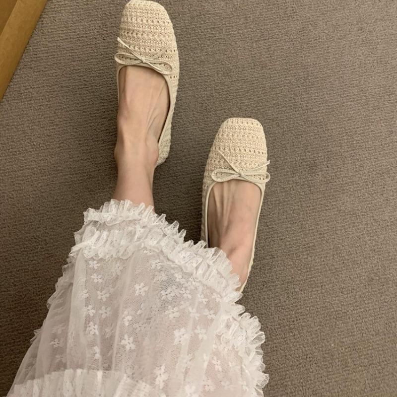 Women's Flats Fashion Ballet Flat Shoes Square Head Shallow Mouth Single Shoe New Breathable Casual Single Shoes for Women Flats