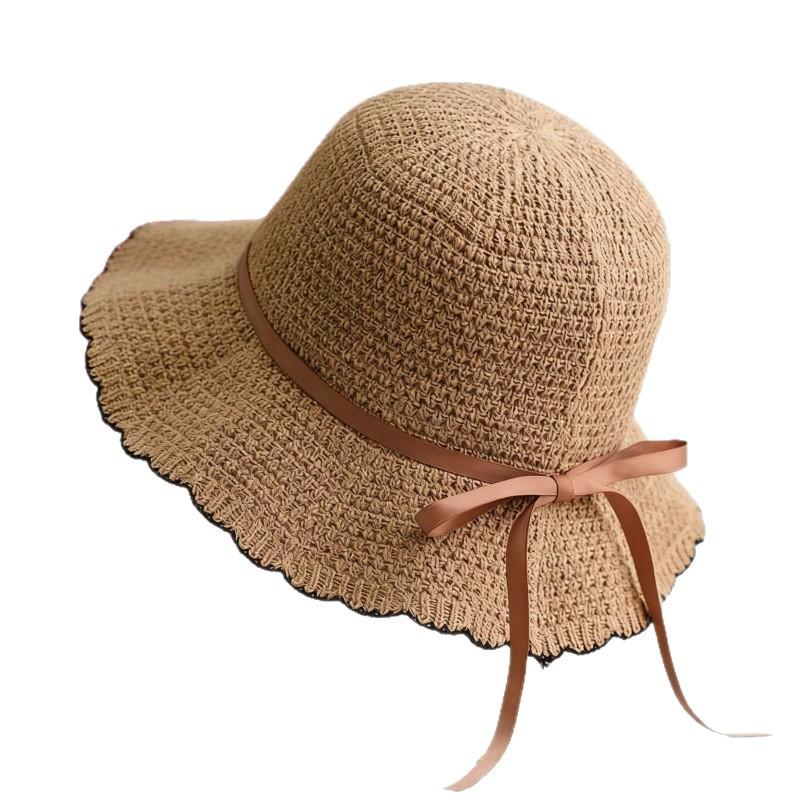 Hat women spring and autumn fashion versatile bucket hat girl retro lace pot hat casual knitted bucket hat
