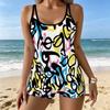 Women's Swimwear Tankini 2 Piece Swimsuit Bubble Fluid Pattern Vacation Bathing Suits