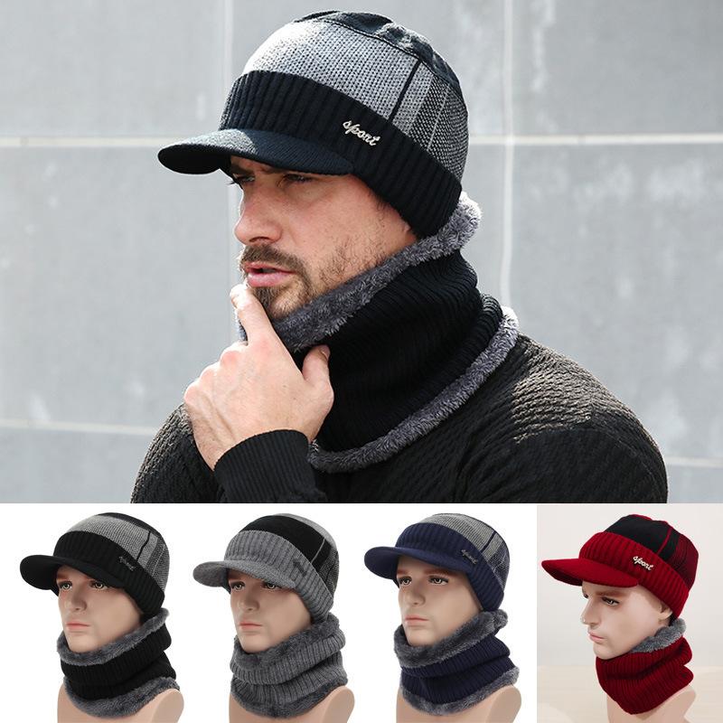 2/1PC Winter Hats Knit Cap Men And Women Velvet Hat Coral Fleece Scarf Outdoor Riding Hat Warm Plus Velvet Neck Protect Cap