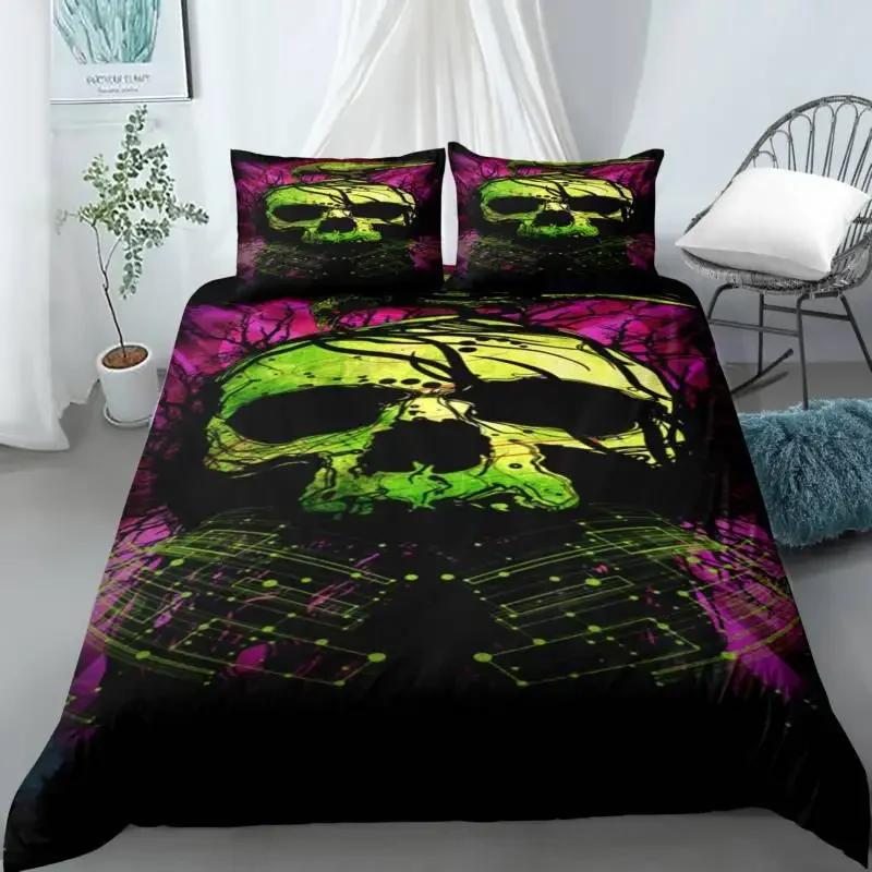 

Skull Duvet Cover Set, Abstract Texture with Skull and Crossbones Pattern Aged Rusty Grunge Style 2/3pcs Polyester Bedding Set EU Twin(135x200cm)