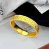 Exquisite Women’s Adjustable Gilt Brass Hammered Ice Crackle Wide Bangle