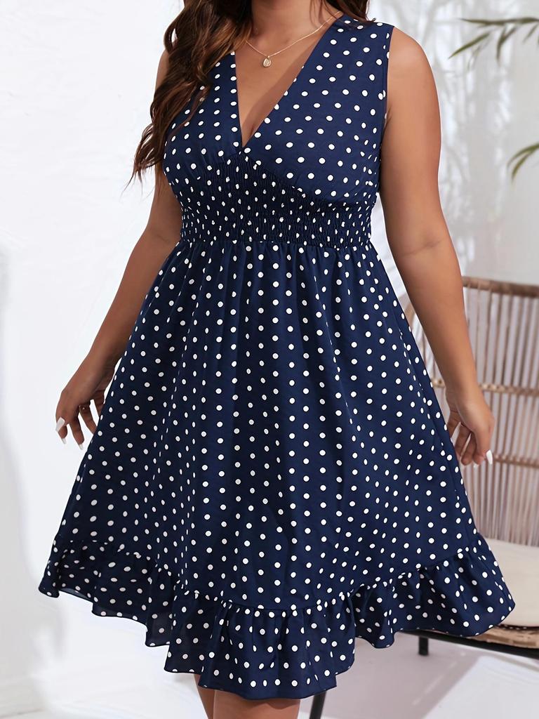 Y 89230 Plus Size Sleeveless Dress - European & American Trend