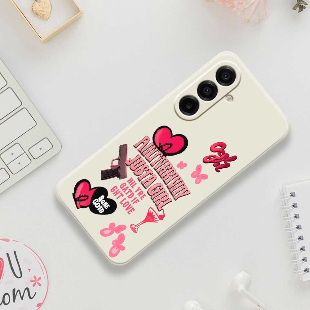For Samsung Galaxy A17 5G/A17 4G Case Pink Elements Pattern Printing Straight Edge TPU Phone Back Cover