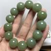 16MM Natural Light Green Hetian Jade Chalcedony Beaded Bracelet Unisex Women Chinese Gemstone Jewelry Gift