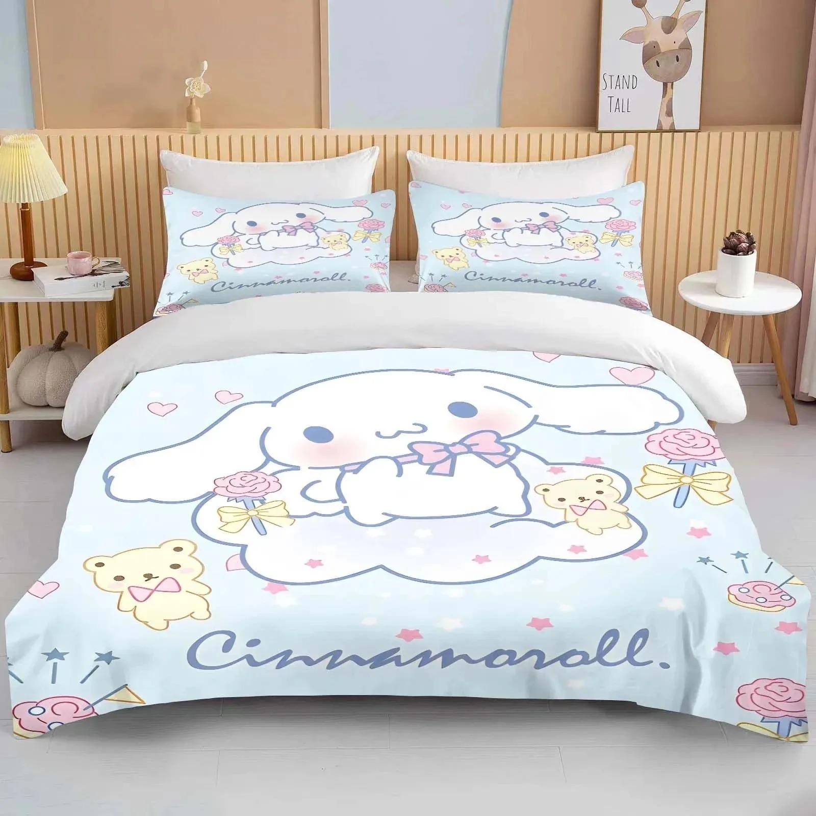 

Каваї Sanrio Cinnamoroll Принтований Постільний Комплект Підковдра 1 Підковдра 2 Наволочки Постільний Комплект для Дорослих та Дітей Розкішний Подарунок 140x210cm