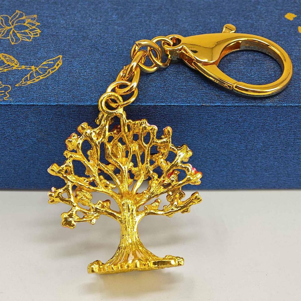 [YISHUI] Good Luck and Wealth Keychain with Cherry Blossom Tree Design - 9 Little Birds, Spring Energy Amulet, Wealth Expansion, New Beginnings,