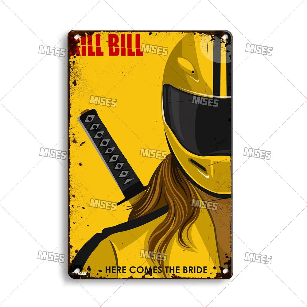 MISES Kill Bill:Sv.1 Klasický filmový bar Kovová cedule Vintage plakát Rezavý kovový talíř Průmyslový dekor Domov Kavárna Klub Kovová plaketa