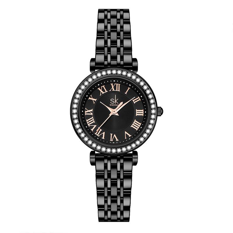 Ladies Watch Women'S Niche High-End Sense Elegant Diamond-Encrusted Quartz Watch Steel Belt Guangzhen Watch 0197