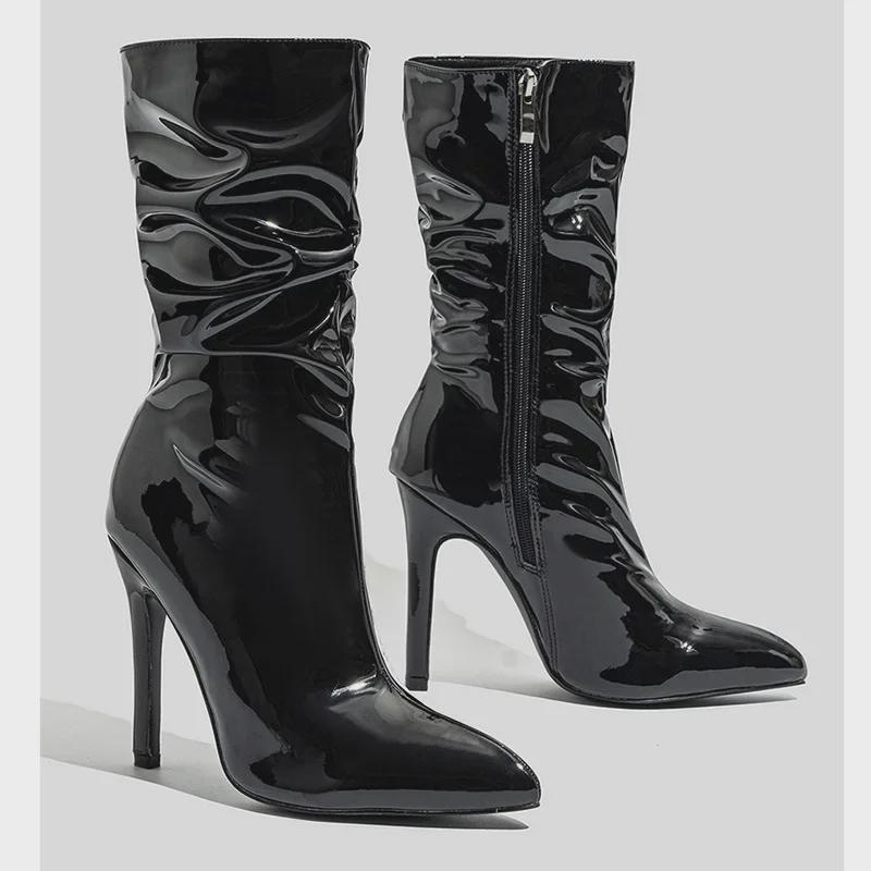 European and American Style Patent Leather Stiletto Over-the-Knee High Boots (10cm Heel)
