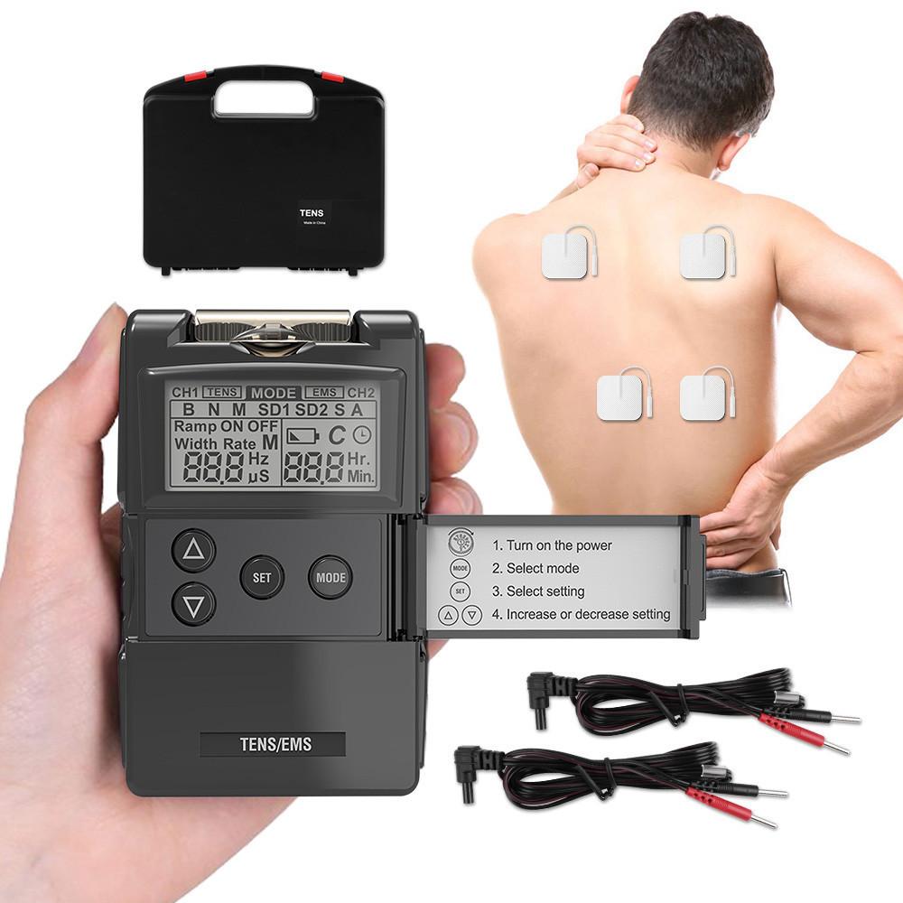 TENS/EMS Pain Relief Muscle Stimulator Machine Portable Dual Channels Electronic Physiotherapy Device Household Meridian Massager
