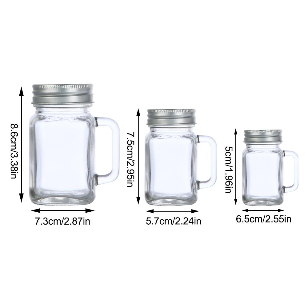 40ml/60ml/120ml Small Sealed Jar With Lid Portable Handle Cup Glass Bottle Leakproof Glass Water Bottle For Milk Coffee Glass