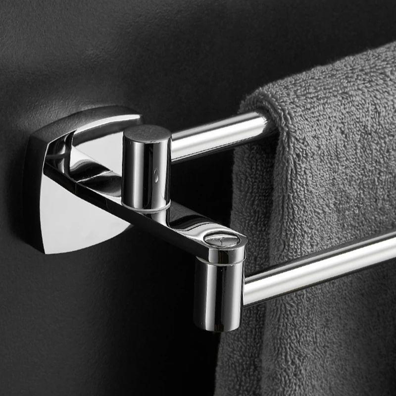 Stainless Steel Bathroom Towel Rack Nail Free Toilet Towel Bar Multifunctional Folding Shower Storage Rack Chrome Towel Ring