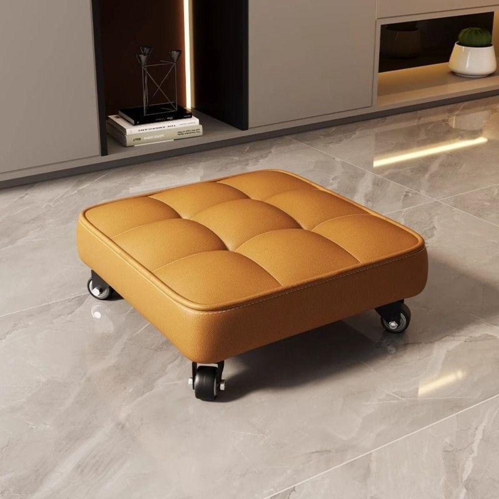 Square Shape Rolling Stool Upholstered Low Sliding Bench Kids Play Foot Stool  Tile Grouting