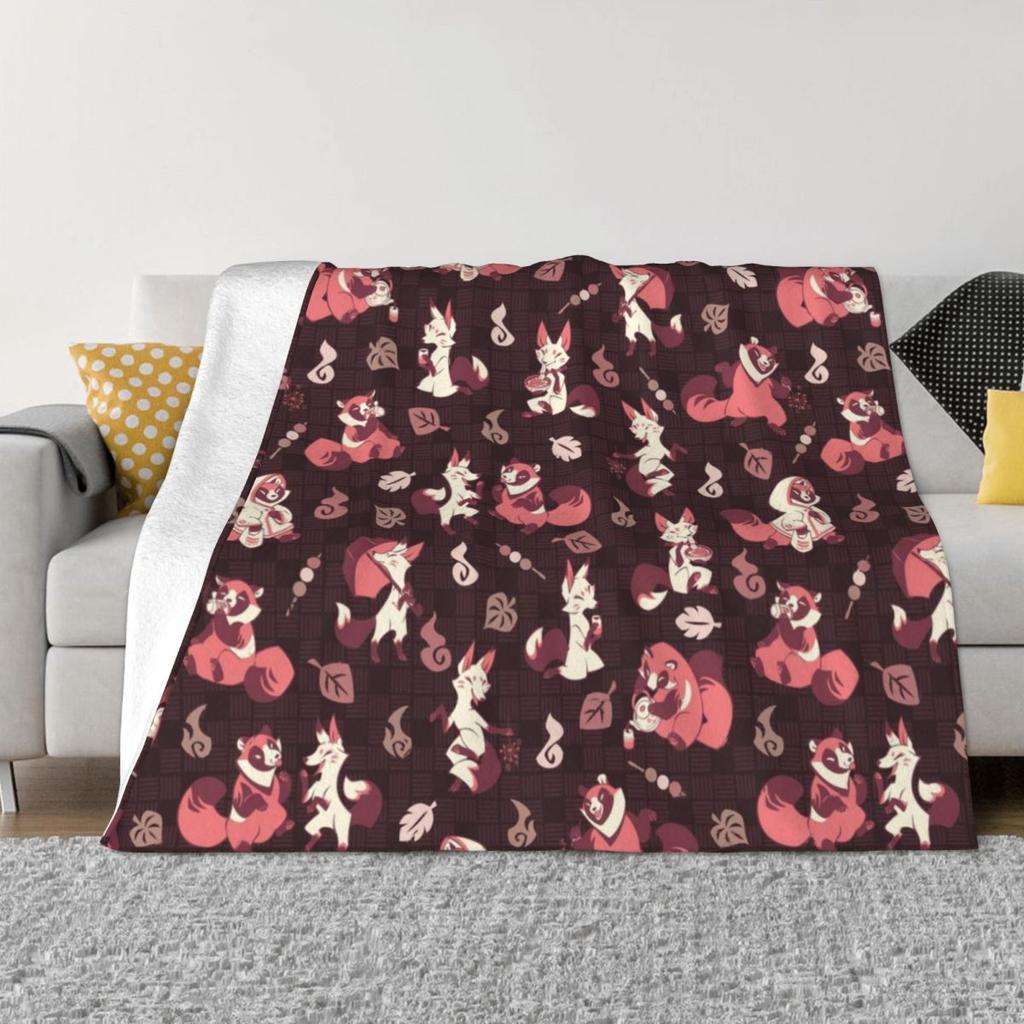Tanuki Japan Kawaii Raccoon Blanket Animal Nature Flannel Throw Blanket Airplane Travel Decoration Soft Warm Bedspread