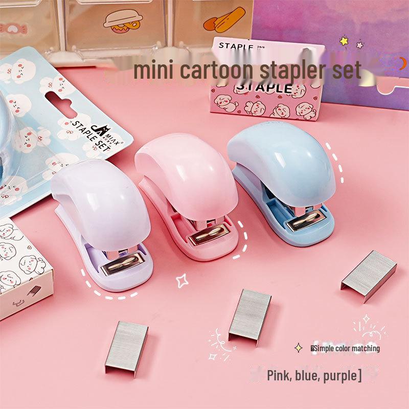 Compact Cute Student Stapler Set - Small Size for Test Papers and Office Supplies