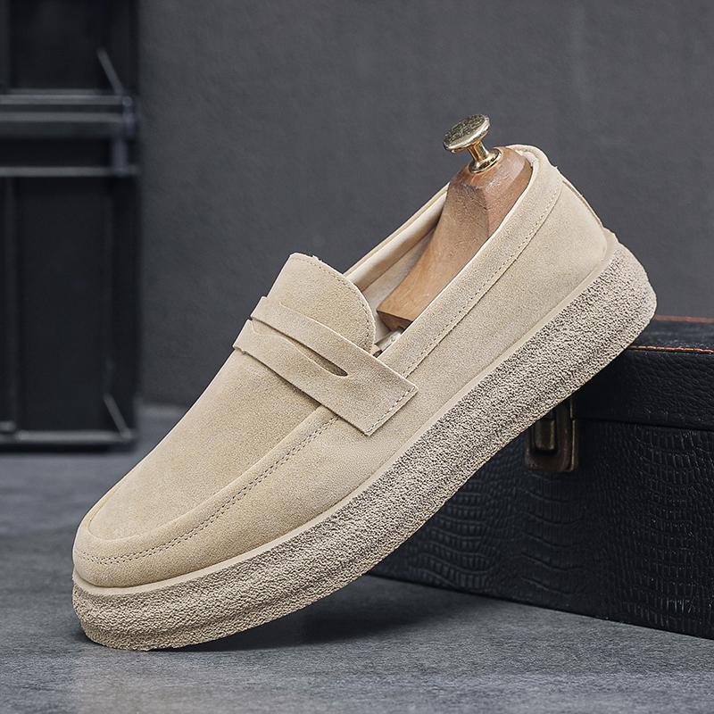 Fashion Spring Khaki Casual Loafers Men Comfortable Breathable Suede Casual Shoes Man Slip-On Platform Shoes For Men zapatos para hombre