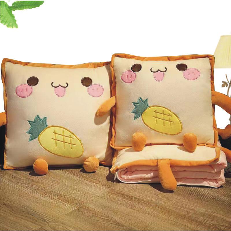 Two-in-One Embroidery Throw Pillow and Quilt: Logo Print Cushion for Bed, Car, Office, or Nap
