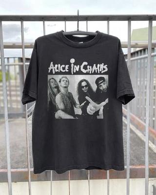 HEISS! Alice In Chains T-Shirt Retro 90er Rockband Grafik Unisex Schwarze Baumwolle