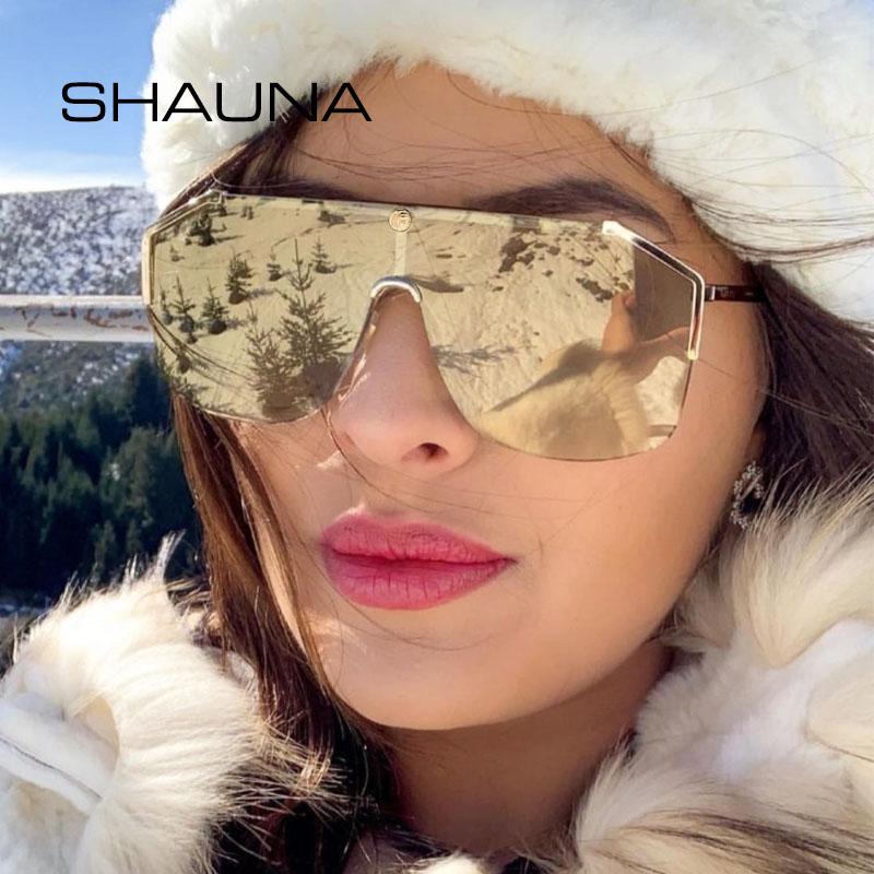 

SHAUNA Oversize цельные солнцезащитные очки в полурамке женские модные градиентные оттенки UV400