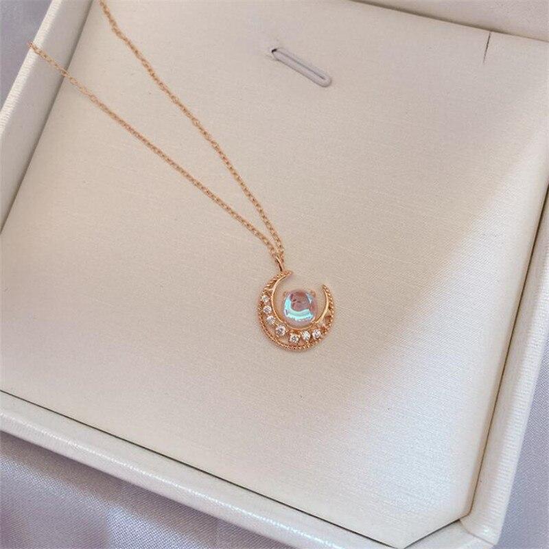 

Ожерелья с подвесками и усилителем из стерлингового серебра 925 пробы с кристаллами Луны ;Подвески-колье для женщин, модные украшения для вечеринок, Dz611