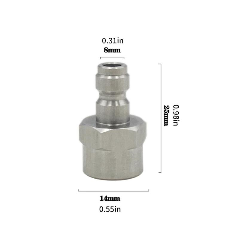 Stainless Steel Carbon Dioxide Inflatable Connector M11 Thread 8mm Quick Connection Adapter Quick Disconnect Accessories