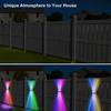 Multi Color Solar Fence Lights Outdoor Waterproof IP67 Upper and lower double header Down Lighting for Backyard