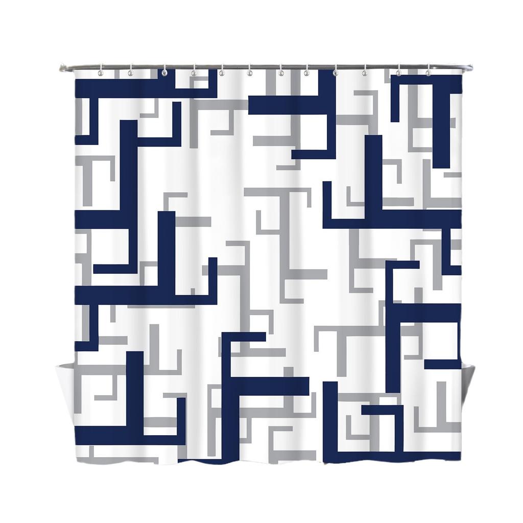 Shower Curtain Waterproof And Mildew-Proof Line Lattice Bathroom Striped Bathroom Curtain Shower Curtain Partition Curtain Free Of Punching