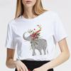 Women Tshirt Summer Round Neck Basic Cartoon Elephant Streetwear Trend Style 90S Short Sleeve Lady Clothes Female Tee Tops