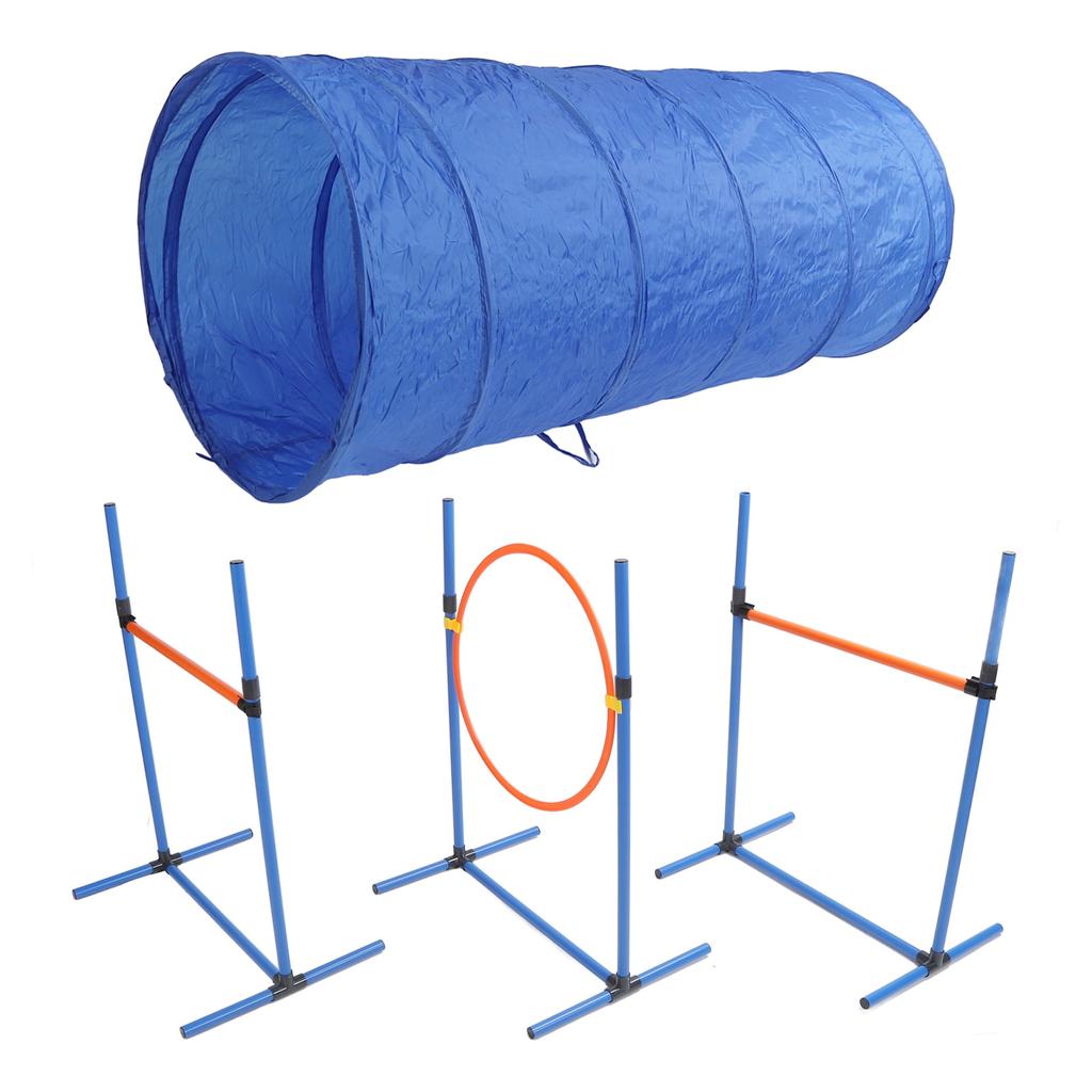 Dog Agility Training Equipment Collapsible Tunnel Jump Ring Poles Dog Obstacle Training Kit for Yard Outdoor