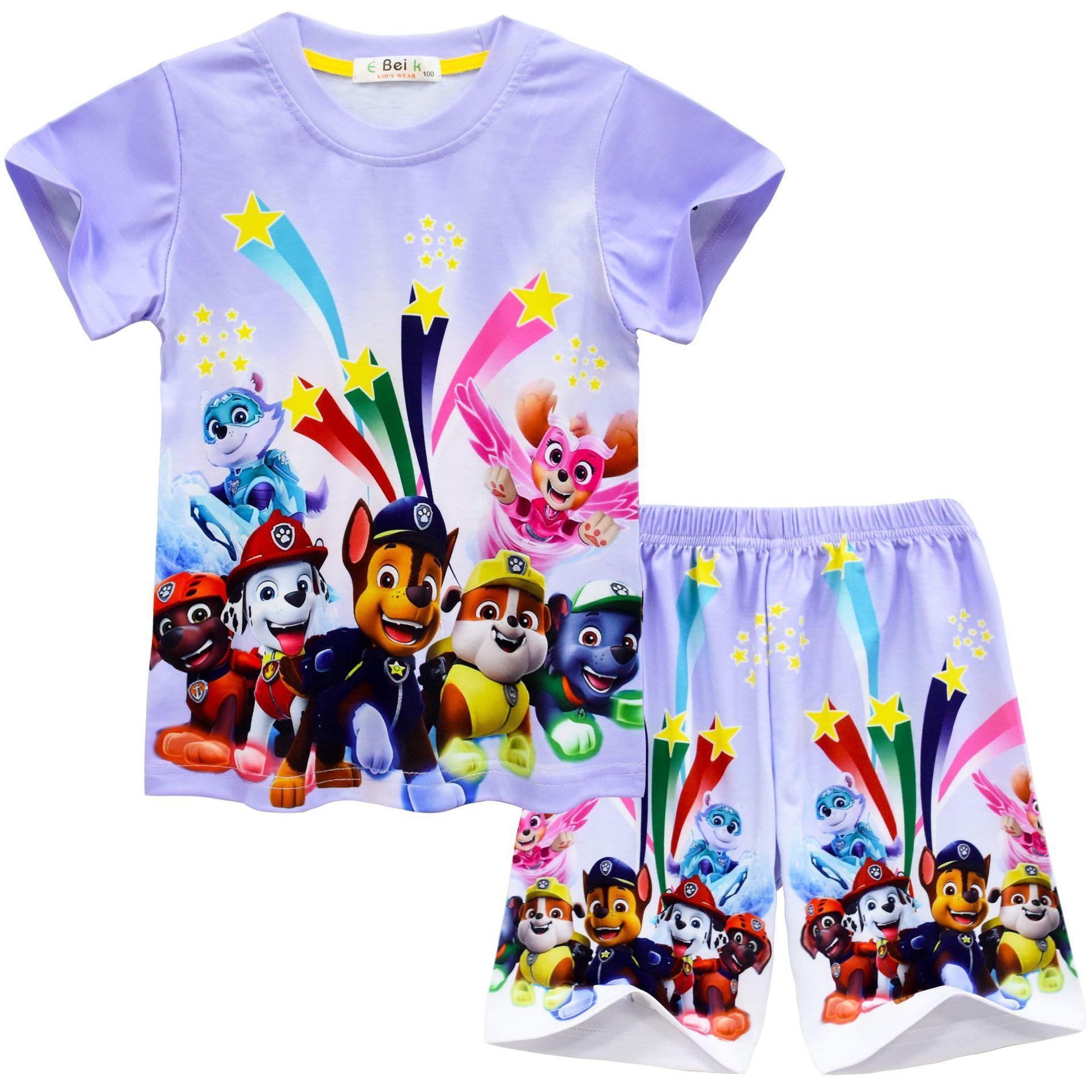 Spring Children, Cartoon Digital Printing Set, Children S Short-Sleeved Loungewear Set 9072 110