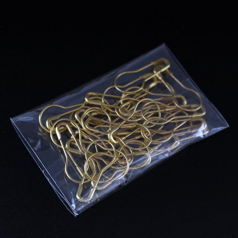 30pcs Small Safety Pins 22mm Gourd Shaped Gold Color Iron Pins DIY Knitting Crocheting Tools