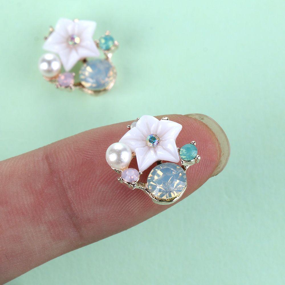 Craft Plating Flatback Pearl Buttons Flower Buckle Apparel Sewing Rhinestone Button