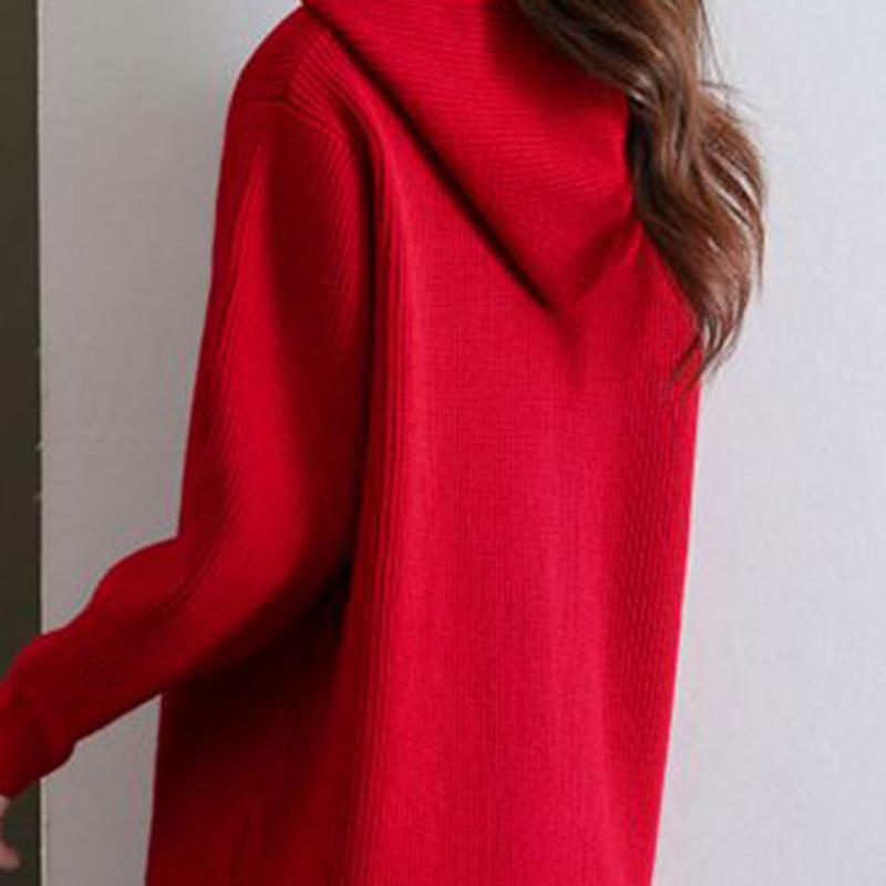 Sweater for Women Autumn Winter Thickened Pullover Warm Knitted Stretchy Long Sleeve Hooded Oversize Jumper Tops