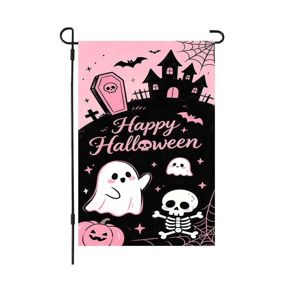 Halloween Garden Flag Linen Double Sided Yard Decoration Flag (2pcs)