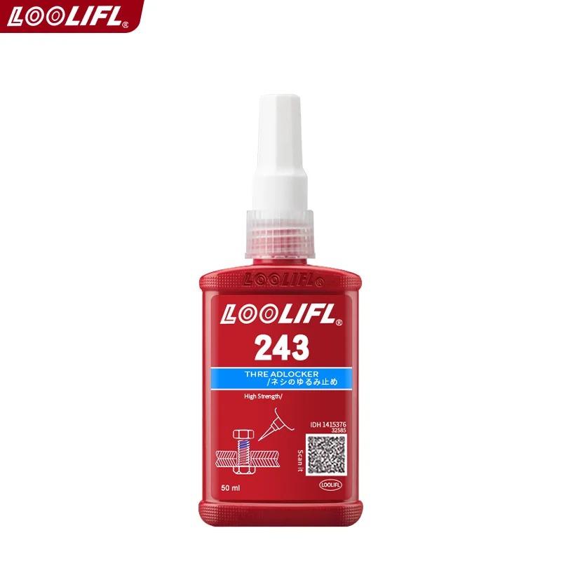 Loolifl 243 Thread Locker Blue Oil Resistant Anaerobic Glue Medium Strength Screw Adhesive Anti-Loose Sealant Removable Metal