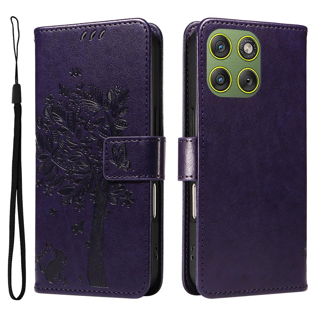 For Motorola Edge 70 5G Phone Case with Stand Cat Tree Pattern Leather Wallet Mobile Cover