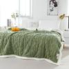 Double-layer Thickened Lambskin Jacquard Tuff Fleece Blanket for Office Nap - Solid Color AB Version.