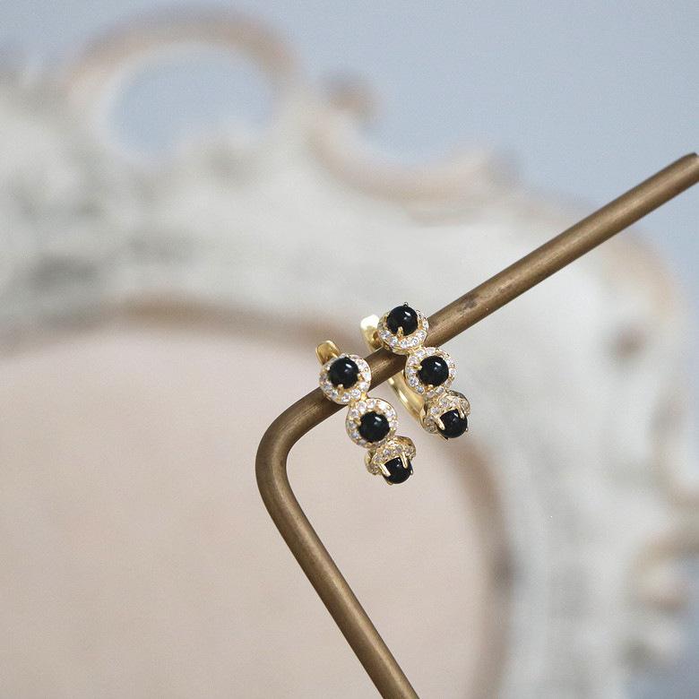 Absolutely Stunning 14K Gold and 925 Silver Plated Hoop, Stud & Drop Earrings with French Retro Niche Design Gift. Gold Pair