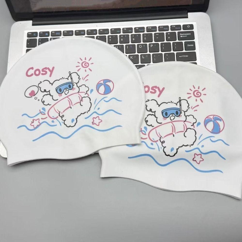 Cartoon Swimming Caps Comfortable Cat Swim Caps Professional Silicone Swim Caps Women Girls