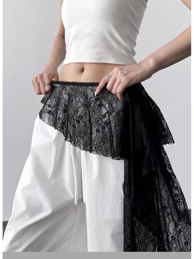 Trendy Lace Layered Triangle Scarf & Dance Wrap Skirt