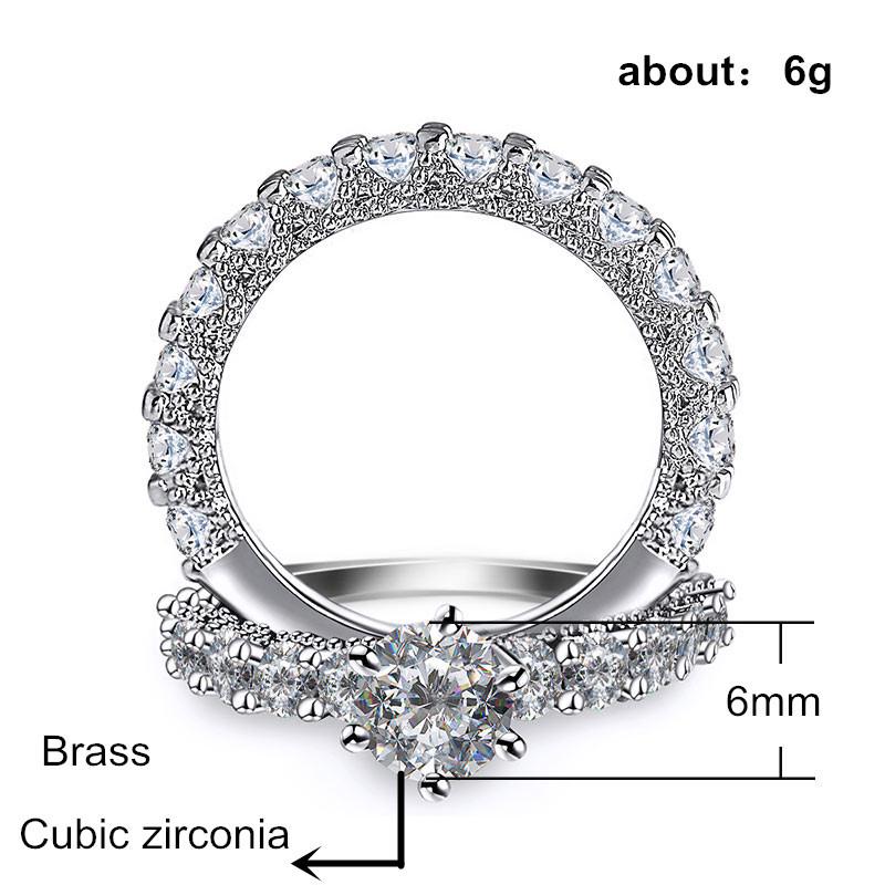Huitan Sparkling s/Set Ring for Women Luxury Party Accessories Inlaid Bright CZ Fashion Wedding Fancy Jewelry for Lady Gift