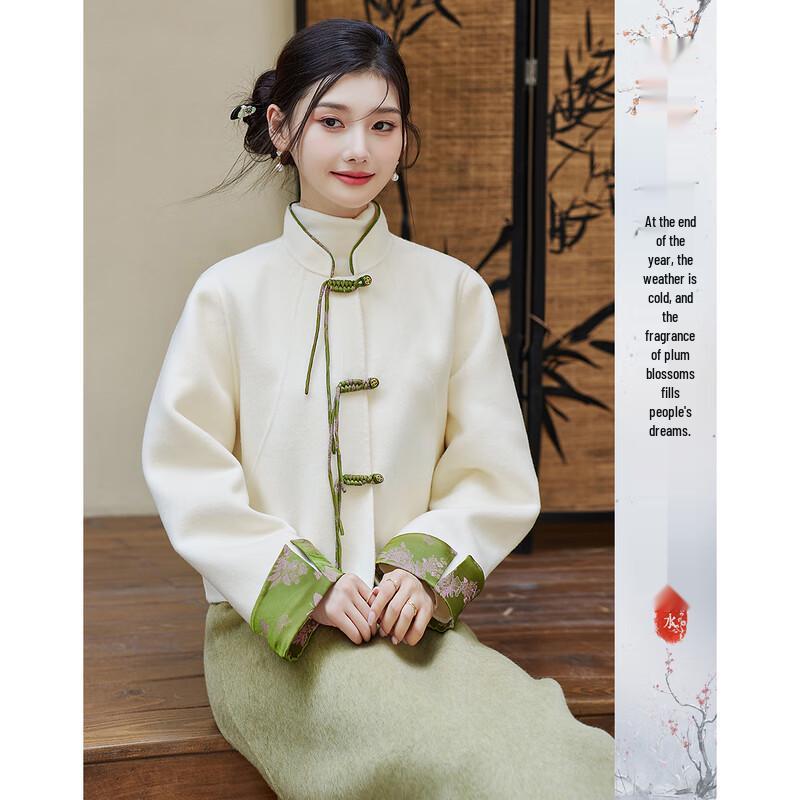 

Shishui Nianhua Women s Elegant Short Wool Blend Coat M